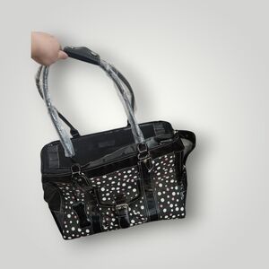 East Side Collection Small Pet Carry Bag Tote Black Pink black white poka dot